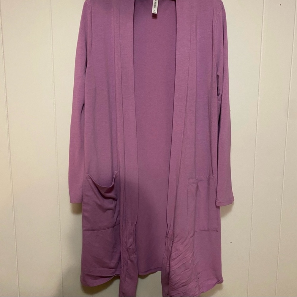 Women's Purple Open Front Cardigan with pockets- teacher and office wear